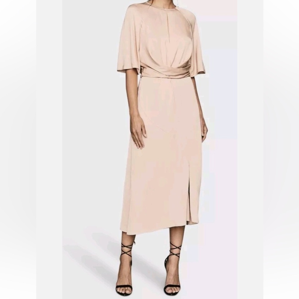 REISS Arlo, LONG, LIGHT PINK BLUSH, OPEN BACK DRESS, SIZE 4 NWT